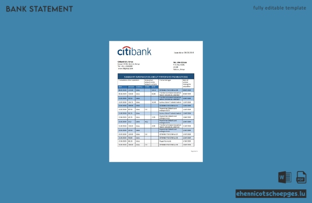 Beispiel eines Kontoauszugs der Citibank Kenya (Vorschau)